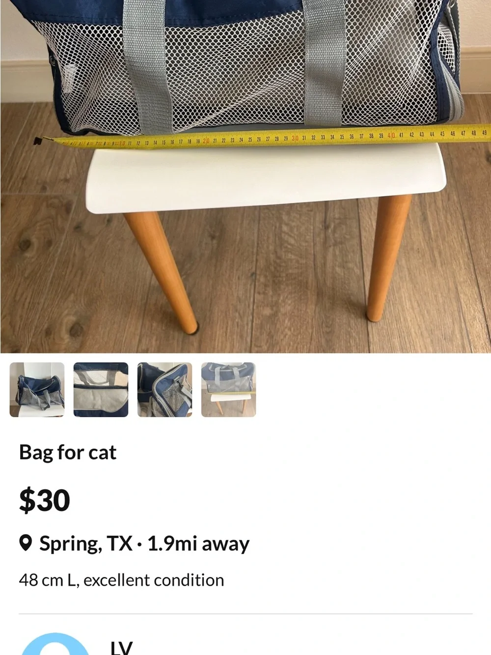Navy Blue Pet Carrier Travel Bag with Mesh Panels